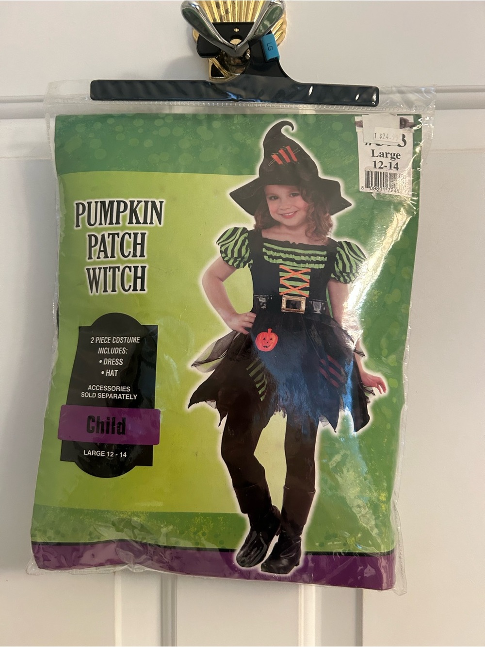 NWT-Girls Pumpkin Patch Black & Green Witch Costume with Orange Accents